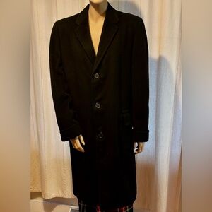 Mans100% black cashmere wool top coat